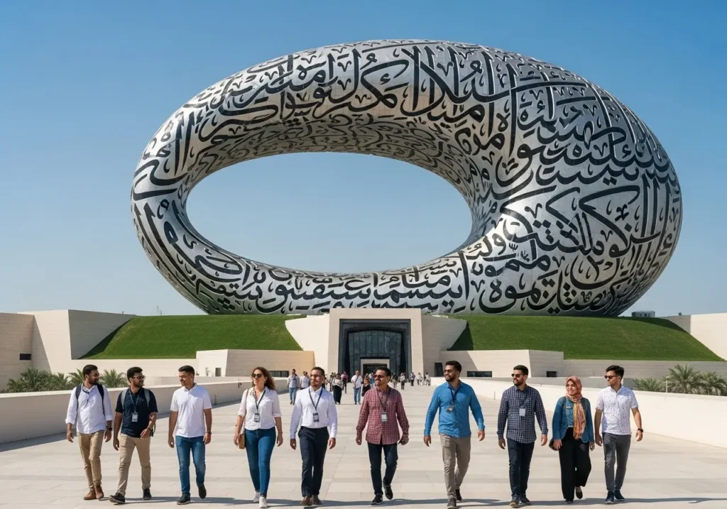 Exploring the magnificent Museum of the Future, a stunning example of futuristic architecture Dubai.