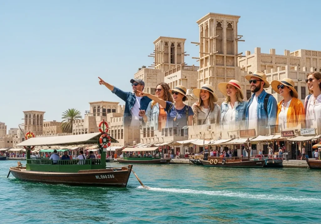 Exploring a comprehensive Old Dubai and Heritage Tours, featuring Al Fahidi historical neighbourhood and a Dubai Creek abra ride.
