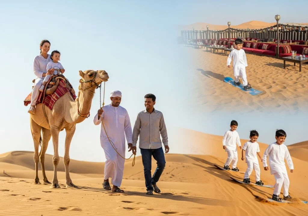 Planning a Family Desert Safari Dubai with exciting kids desert activities and safe dune bashing for kids.