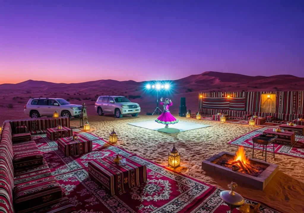 Волшебное сафари в Дубае с ужином-барбекю и представлением танца танура в традиционном бедуинском лагере на закате.