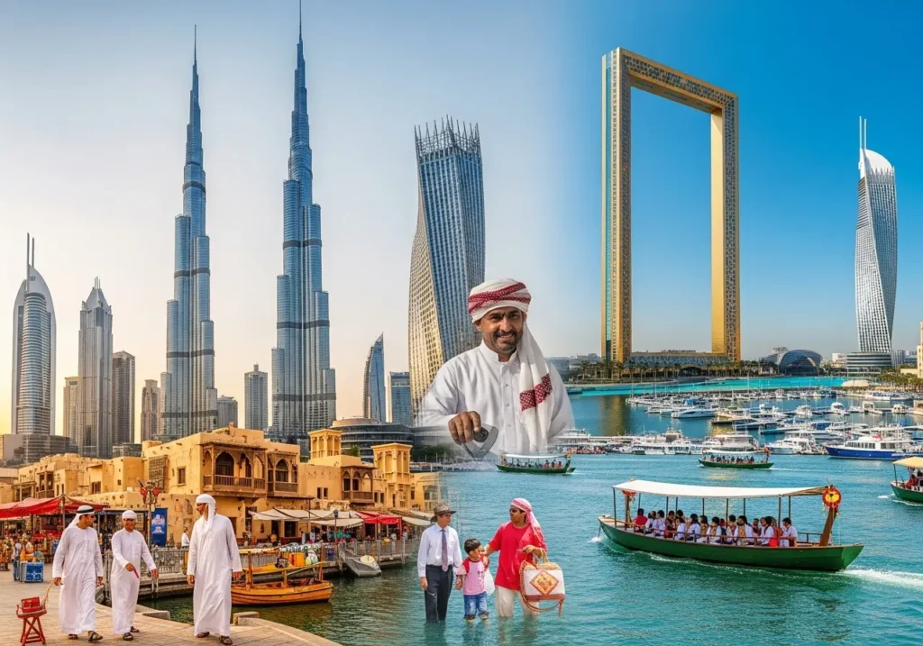 Exploring a comprehensive Explore Dubai City Tour 2025, featuring modern Dubai landmarks and Dubai cultural heritage sites.