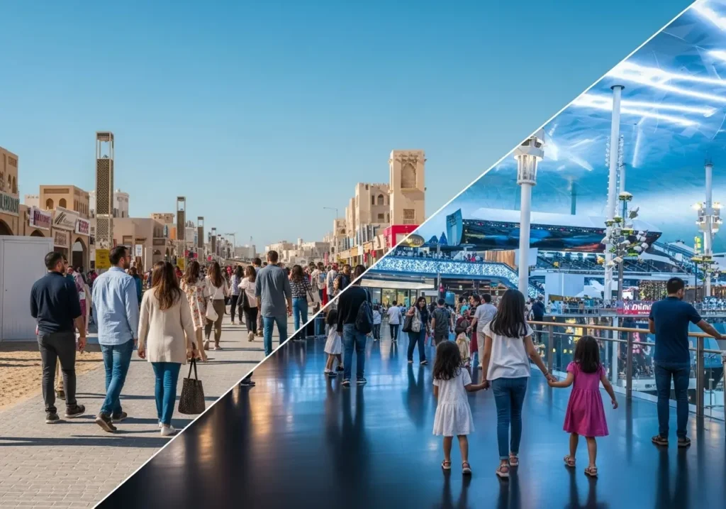 A guide to the Best Season to Visit Dubai, highlighting Dubai winter season outdoor fun and Dubai summer season indoor activities.