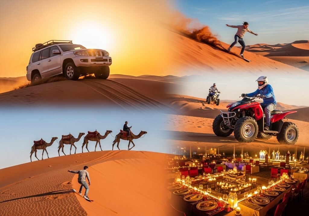 Experience the Dubai Red Sand Full Day Safari with red dune bashing Dubai, camel ride adventure, sandboarding thrill, and a BBQ dinner safari.