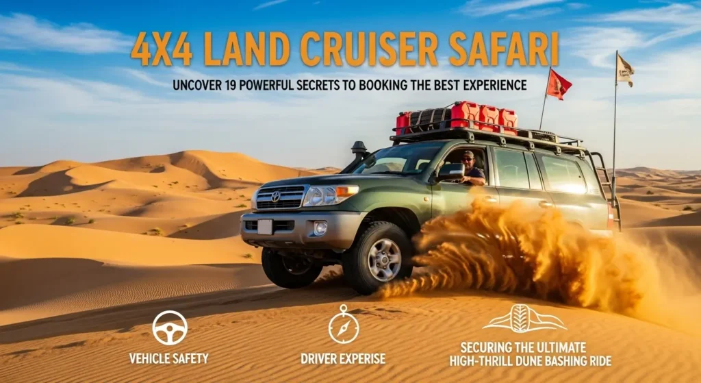 4x4 Land Cruiser Safari: Uncover 19 powerful secrets to booking the best 4x4 Land Cruiser Safari experience, focusing on vehicle safety, driver expertise, and securing the ultimate high-thrill dune bashing ride.