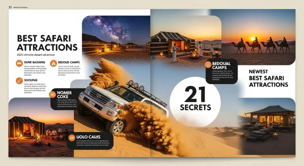 Best Safari Attractions: Uncover 21 powerful secrets to booking your ultimate desert adventure. Explore Dune Bashing, Bedouin camps, and the newest Best Safari Attractions for an unforgettable 2025 trip.