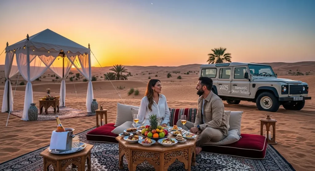 Dubai Desert Safari for Couples Seeking Romantic Moments: Discover 12 unexpected secrets to booking the ultimate private desert adventure. Find luxury packages, bespoke dining, and secluded experiences for a truly memorable 2025 Romantic Desert Safari.