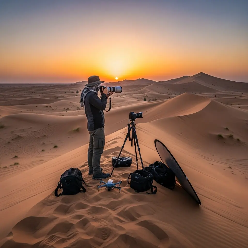 Unlock the ultimate Desert Photo Experience with 21 powerful secrets covering the best shooting times, camera settings, gear, and how to book a tailored photography tour in Dubai.