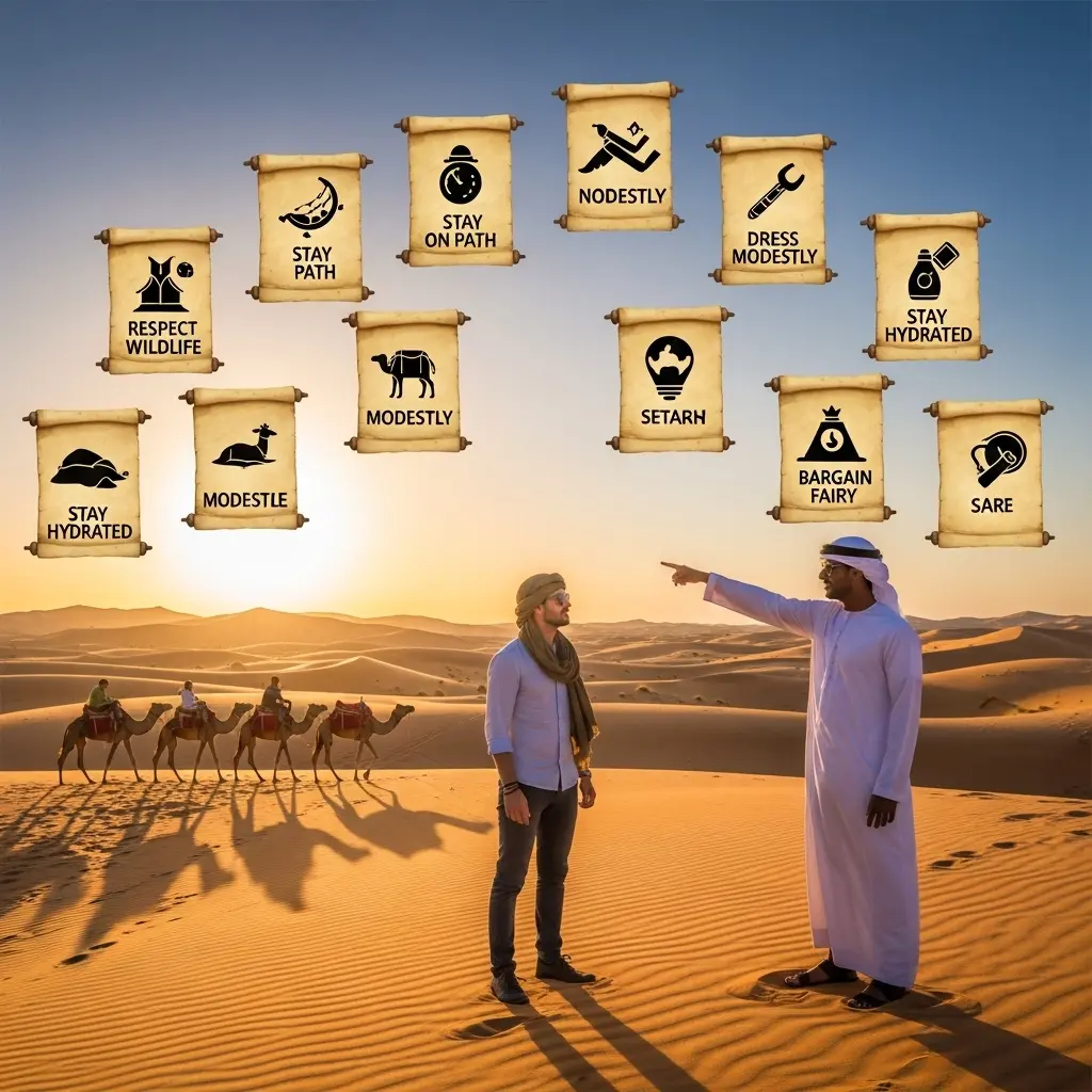 Desert Safari Etiquette is key to a great trip. Learn the 10 massive secrets and cultural Do's and Don'ts every visitor needs to ensure respect, safety, and the best possible experience.