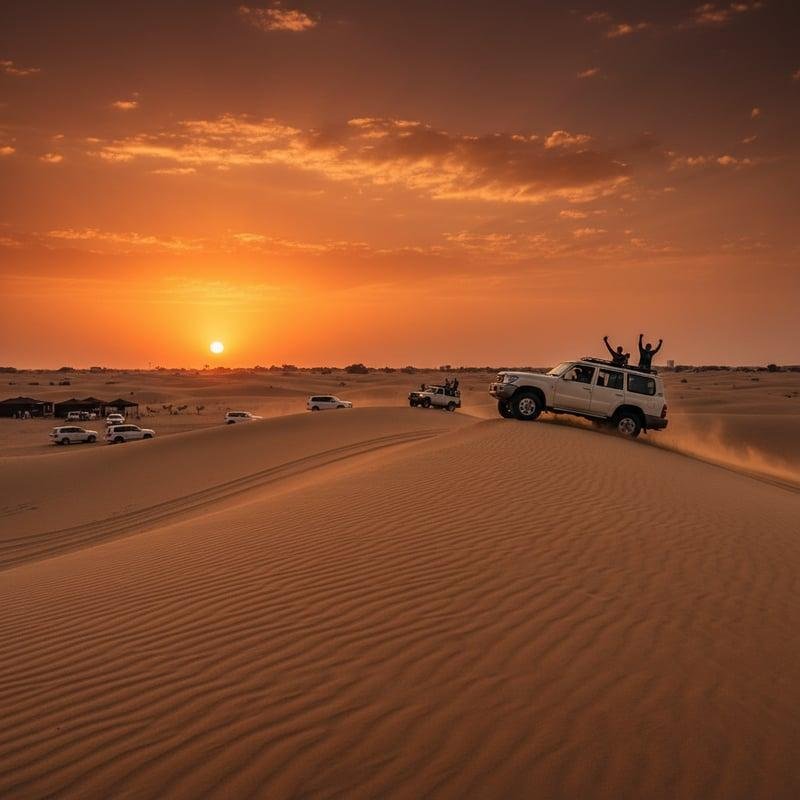 Evening desert safari Dubai at sunset